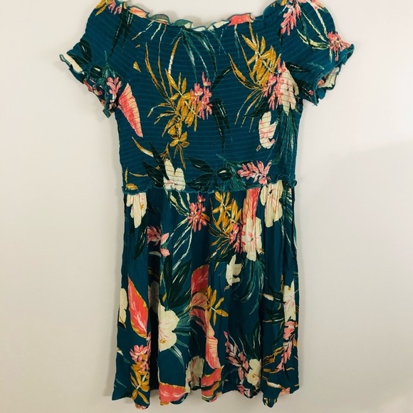 Patrons of Peace green pink tropical floral Hawaiian vacation dress Medium - Picture 3 of 7